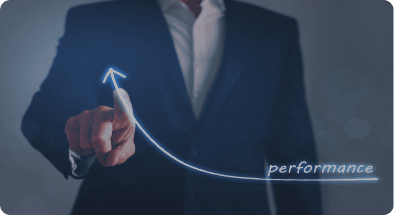 Dashboard de performance com métricas e tendências