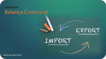 Dashboard de balança comercial com exportações e importações